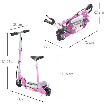 Trottinette électrique enfant pliable 120w 10 km/h max. Hauteur guidon et selle réglable Rose 2 - vertbaudet enfant 