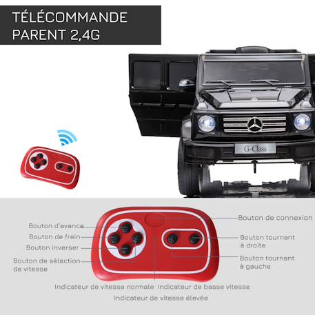 Voiture électrique enfant mercedes benz classe g 12v - v. Max. 5km/h - télécommande - effets sonores lumineux Noir 5 - vertbaudet enfant 