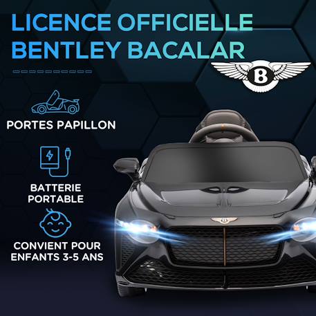 Voiture électrique enfant bentley bacalar 2 moteurs 2 x 25 w télécommande effets sonores et lumineux Blanc+Noir 9 - vertbaudet enfant 