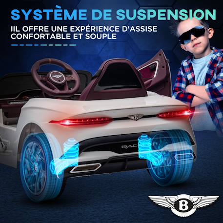 Voiture électrique enfant bentley bacalar 2 moteurs 2 x 25 w télécommande effets sonores et lumineux Blanc+Noir 6 - vertbaudet enfant 