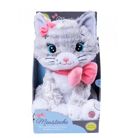 Veilleuse moustache - mon chaton lumineux et musical - 28cm Gris et blanc 3 - vertbaudet enfant 