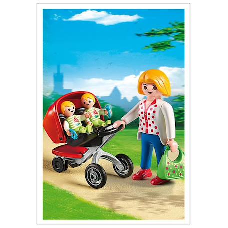 City life - maman avec jumeaux et landau 5573 Multicolore 3 - vertbaudet enfant 