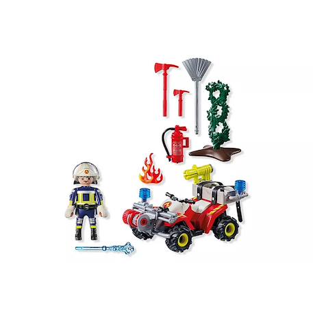 Pompier avec quad et deux arbustes enflammés 71825 Multicolore 3 - vertbaudet enfant 