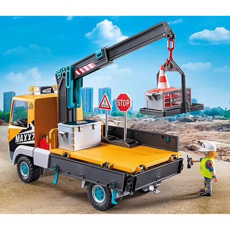 Action heroes camion de chantier avec grue et ouvrier et accessoires 71750 Multicolore 4 - vertbaudet enfant 