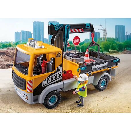 Action heroes camion de chantier avec grue et ouvrier et accessoires 71750 Multicolore 3 - vertbaudet enfant 