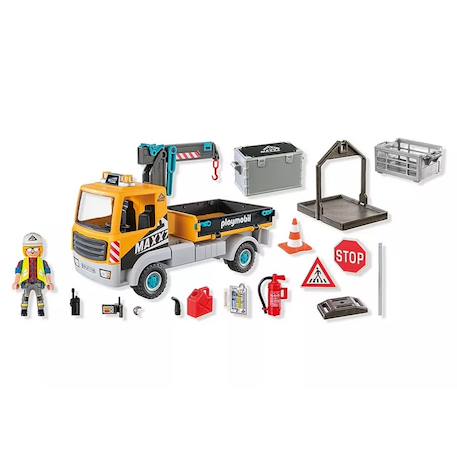 Action heroes camion de chantier avec grue et ouvrier et accessoires 71750 Multicolore 6 - vertbaudet enfant 