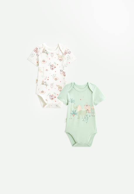 Lot de 2 bodies bébé manches courtes arya Vert 1 - vertbaudet enfant 