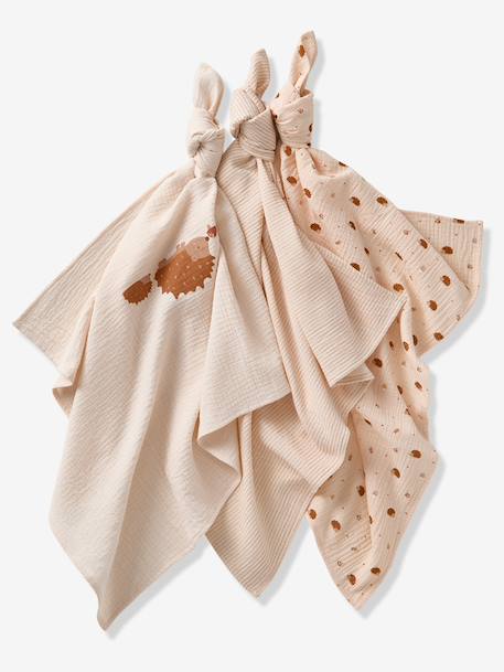 Lot de 3 langes en gaze de coton HERISSON beige imprimé 2 - vertbaudet enfant 