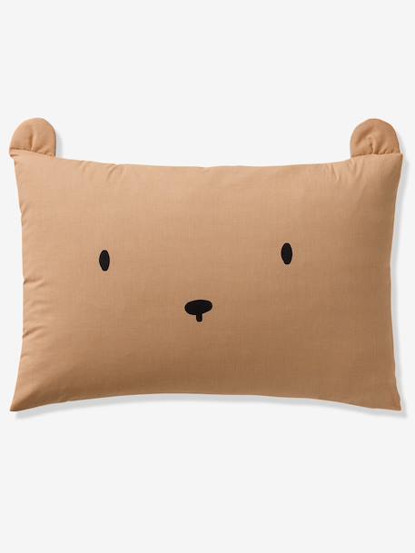 Parure housse de couette + taie d'oreiller OURSON, avec coton recyclé beige imprimé 6 - vertbaudet enfant 