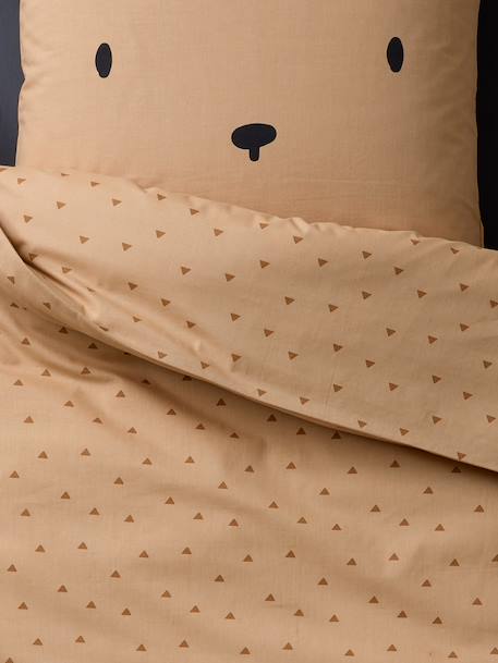 Parure housse de couette + taie d'oreiller OURSON, avec coton recyclé beige imprimé 8 - vertbaudet enfant 