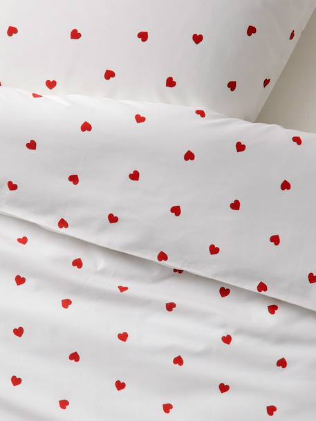 Parure housse de couette enfant et taie d'oreiller COEURS blanc imprimé 7 - vertbaudet enfant 