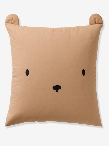 Parure housse de couette + taie d'oreiller OURSON, avec coton recyclé beige imprimé 4 - vertbaudet enfant 