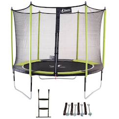 Jouet-Jeux de plein air-Trampoline jardin ø 300?cm + échelle + kit d'ancrage - jumpi 300 - noir/vert