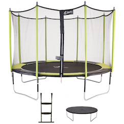 Trampoline ø 430?cm + filet + échelle + bâche - jumpi 430 - noir/vert  - vertbaudet enfant