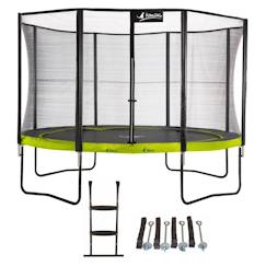 Trampoline ø 360cm + filet de sécurité + échelle + kit ancrage - punchi 360 vert  - vertbaudet enfant