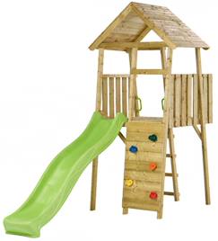 Tour de jeux bois : toboggan, escalade, cabane wiki  - vertbaudet enfant
