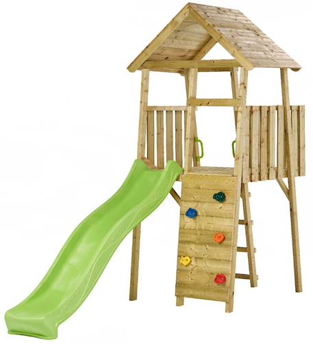 Tour de jeux bois : toboggan, escalade, cabane wiki Marron 1 - vertbaudet enfant 