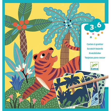 Cartes à gratter grosses bêtes Multicolore 1 - vertbaudet enfant 