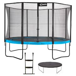 Trampoline ø 430cm + filet de sécurité + échelle + bâche - punchi 430 bleu  - vertbaudet enfant