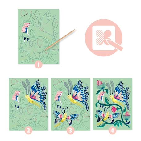 Cartes à gratter jardin fabuleux Multicolore 2 - vertbaudet enfant 