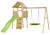 Aire de jeux bois, 2 balançoires, nid, toboggan, escalade, cabane woodi Marron 1 - vertbaudet enfant 