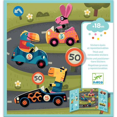 Stickers épais et repositionnables - les voitures Multicolore 1 - vertbaudet enfant 