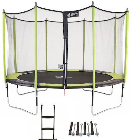 Trampoline ø 430?cm + filet + échelle + kit d'ancrage - jumpi 430 - noir/vert Vert 1 - vertbaudet enfant 