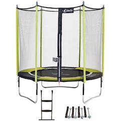 Jouet-Jeux de plein air-Trampoline jardin ø 250?cm + échelle + kit d'ancrage - jumpi 250 - noir/vert