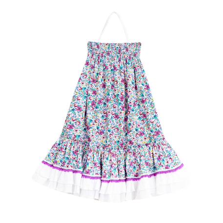 Robe demoiselle d'honneur bohème  liberty   esmeralda Bleu fleurie+Jaune fleuri+Orange vert+Violet 22 - vertbaudet enfant 