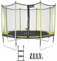 Jouet-Jeux de plein air-Trampoline jardin ø 360?cm + échelle + kit d'ancrage - jumpi 360 - noir/vert