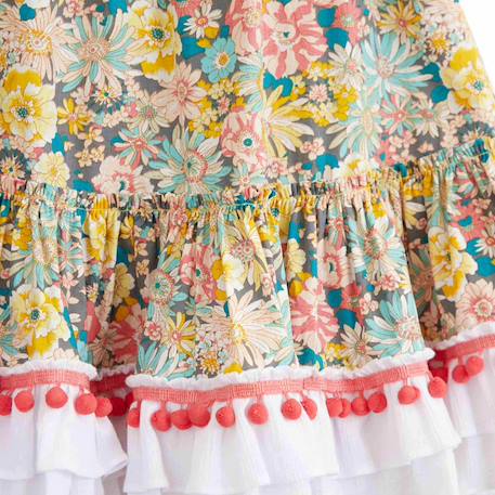 Robe demoiselle d'honneur bohème  liberty   esmeralda Bleu fleurie+Jaune fleuri+Orange vert+Violet 16 - vertbaudet enfant 