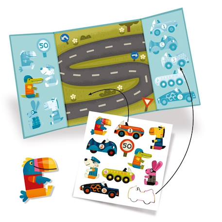 Stickers épais et repositionnables - les voitures Multicolore 3 - vertbaudet enfant 