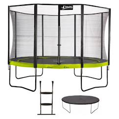Trampoline ø 360cm + filet de sécurité + échelle + bâche - punchi 360 vert  - vertbaudet enfant