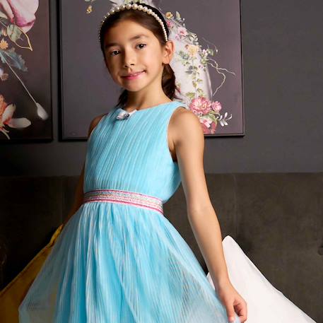 Robe demoiselle d'honneur  en voile    hepburn Bleu ciel 2 - vertbaudet enfant 