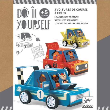 Do it yourself 3 voitures de course à crée Multicolore 4 - vertbaudet enfant 