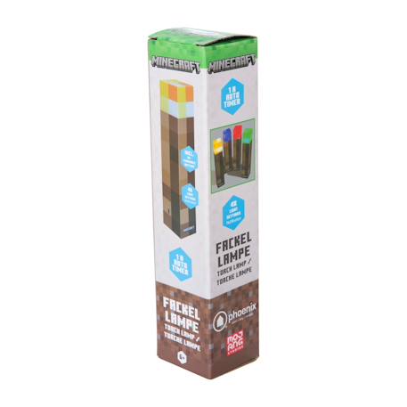 Lampe torche led minecraft - rechargeable par usb - 4 couleurs + support mural Marron pixelisé 4 - vertbaudet enfant 