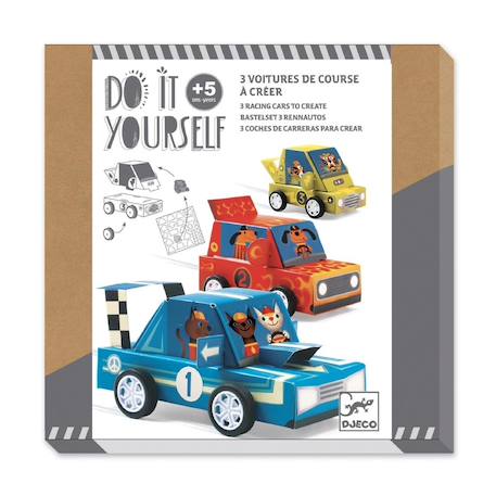 Do it yourself 3 voitures de course à crée Multicolore 1 - vertbaudet enfant 