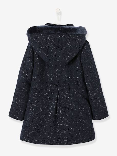 Manteau à capuche fille drap de laine Marine grisé 5 - vertbaudet enfant 