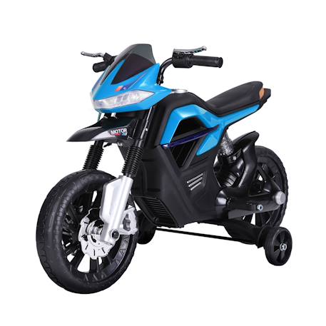 Moto électrique enfant 25w 6v 3 km/h max. Effets lumineux sonores roulettes amovibles Bleu+Rouge 1 - vertbaudet enfant 