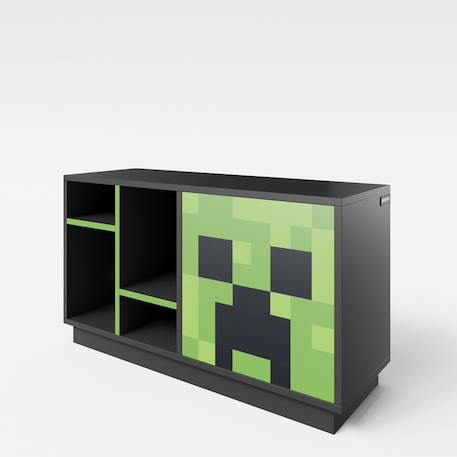 Meuble tv minecraft avec led et passage de câbles - 4 niches et porte Noir - creeper 3 - vertbaudet enfant 