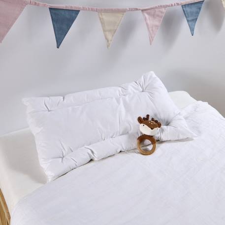 Oreiller bébé plat moelleux anti-acariens Blanc 1 - vertbaudet enfant 