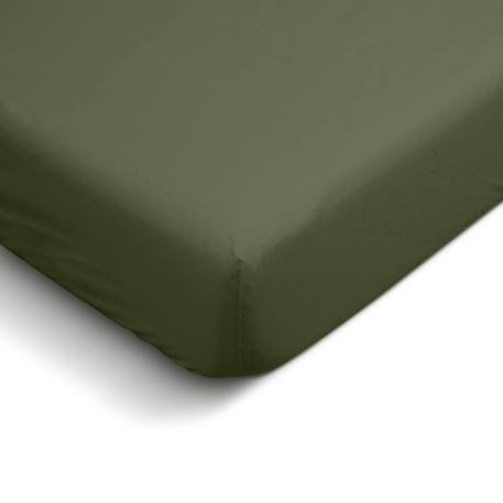 Drap housse uni percale de coton bonnet 28cm Anthracite+Gris clair+Kaki+Moutarde 10 - vertbaudet enfant 