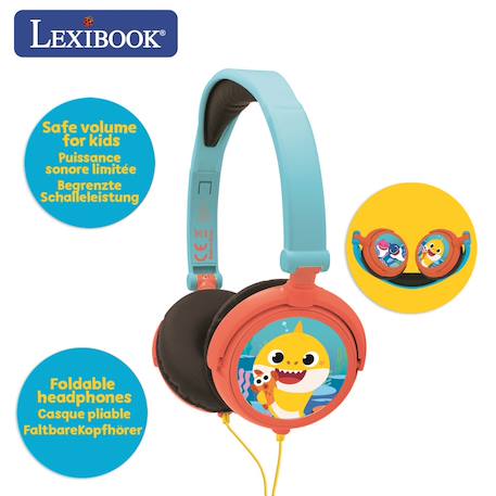 Casque stéréo filaire pliable baby shark avec limitation de volume d'écoute MULTICOLORE 4 - vertbaudet enfant 