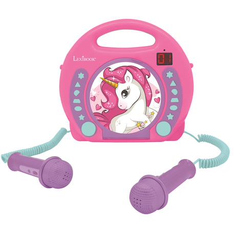 Lecteur cd portable avec 2 microphones coloris licorne MULTICOLORE 3 - vertbaudet enfant 