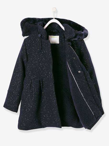 Manteau à capuche fille drap de laine Marine grisé 2 - vertbaudet enfant 