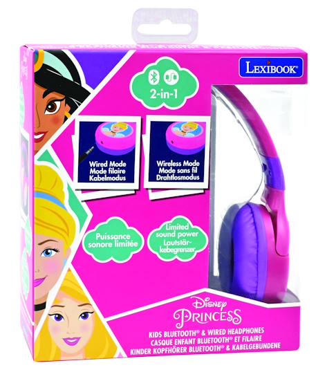 Casque 2 en 1 disney princesse bluetooth et filaire avec limitation de son MULTICOLORE 5 - vertbaudet enfant 