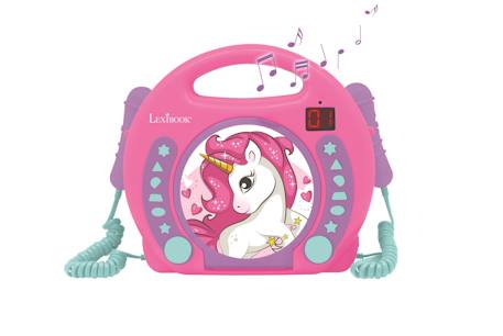 Lecteur cd portable avec 2 microphones coloris licorne MULTICOLORE 1 - vertbaudet enfant 