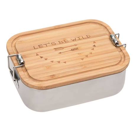 Boîte à goûter en inox et bambou adventure Multi-coloured 1 - vertbaudet enfant 