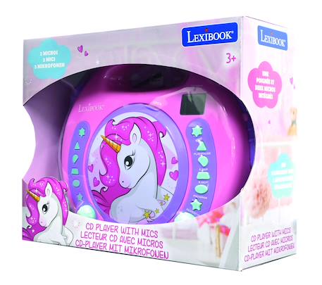 Lecteur cd portable avec 2 microphones coloris licorne MULTICOLORE 5 - vertbaudet enfant 