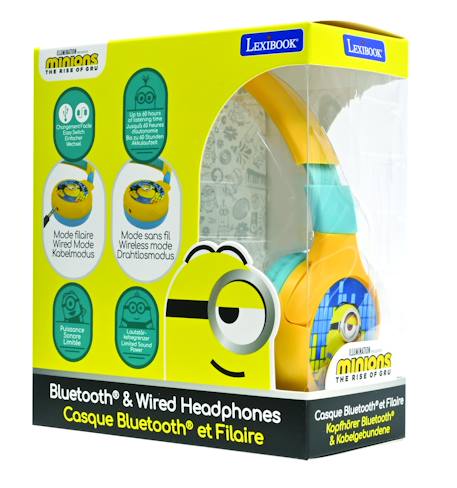 Casque 2 en 1 les minions bluetooth et filaire avec limitation de son Jaune 5 - vertbaudet enfant 